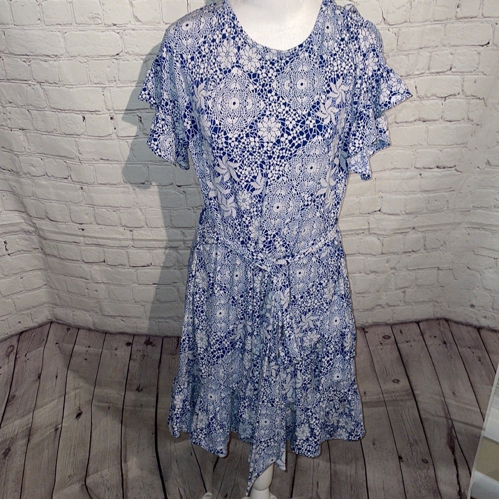 Michael Kors Blue and White Floral Dress